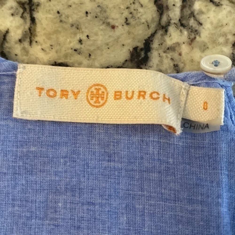 Tory Burch blue halter crop tassel trim top 0 P5 - Picture 14 of 14